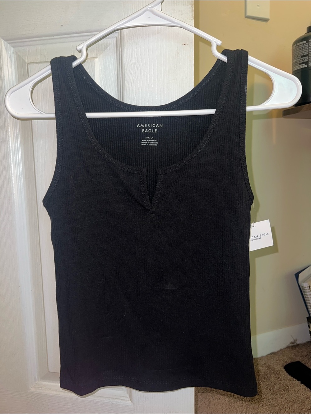 American Eagle Outfitters Black Ribbed V-Notch Tank